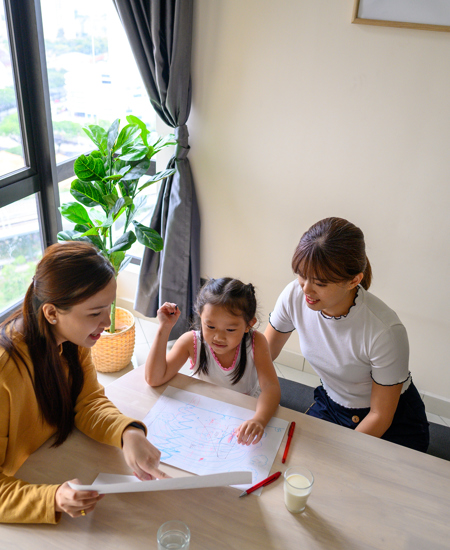Mother and daughter receive in-home therapy